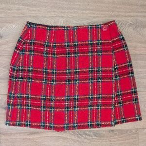 Vintage Le Chateau Red Plaid Wrap Skirt